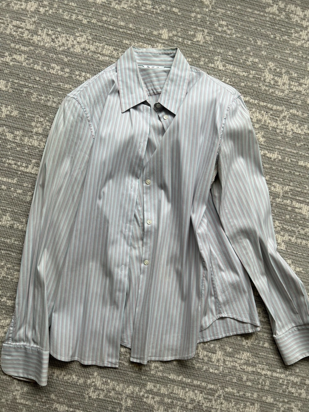 Loro Piana Slim Fit Striped Dress Shirt in Light Blue, White & Pink